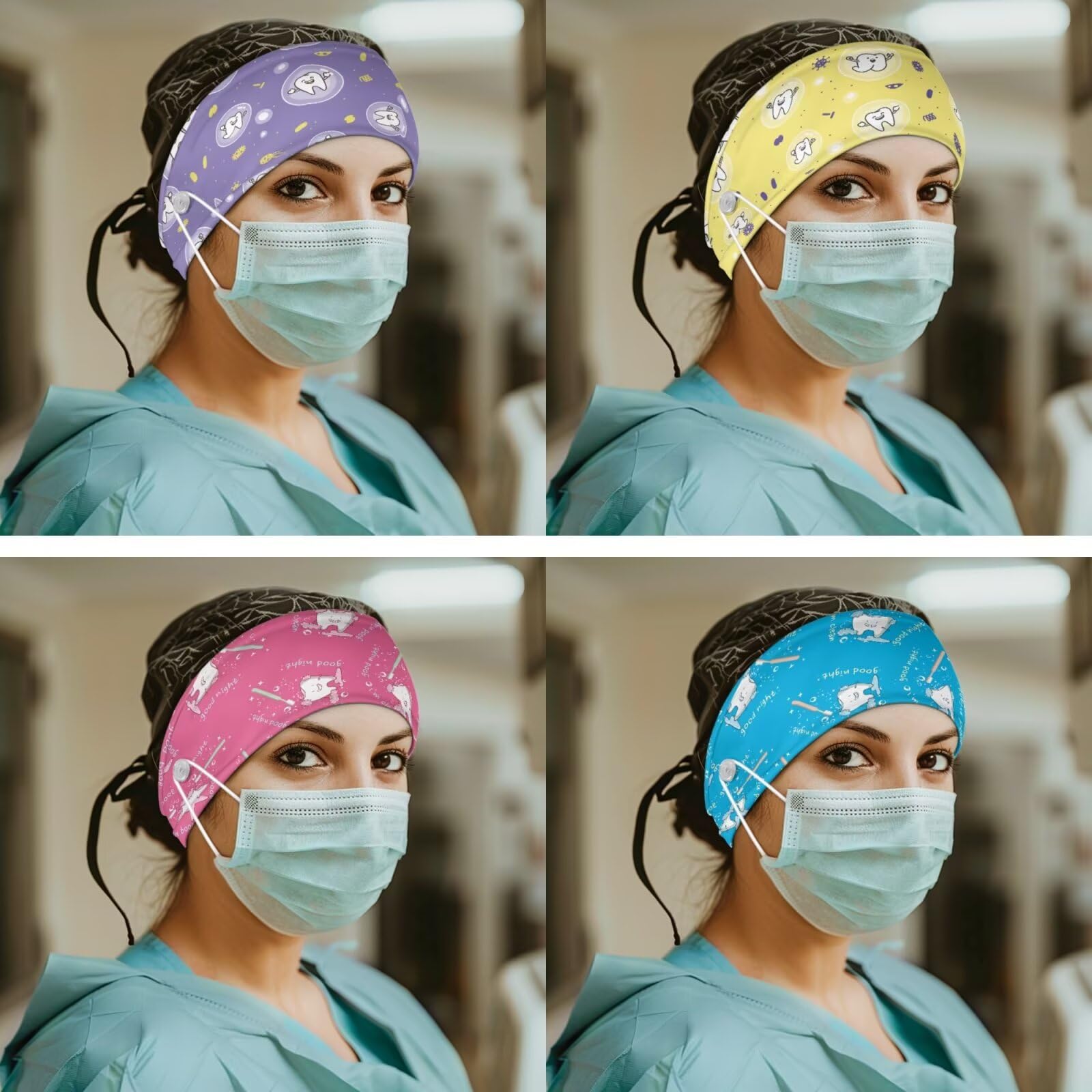 Amazon.com : Rnyleeg 4pcs Dental Headbands with Buttons 