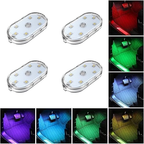 Luces LED inalámbricas para el interior del automóvil, 7 colores de iluminación ambiental para automóvil con 6 cuentas de lámpara LED brillantes, disponible en Yaxa Guatemala