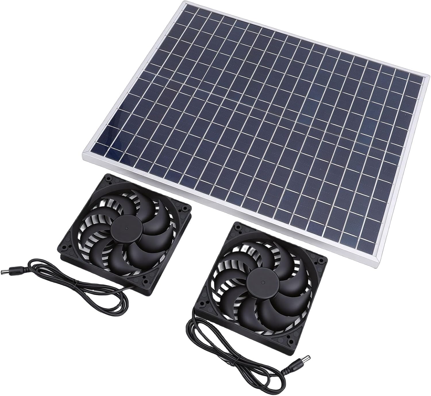 22W Solar Panel Double Exhaust Fan Kit, Solar Ventilation System, Exhaust Fan Kit for Chicken Coop, Dog House, Greenhouse & Shed RV