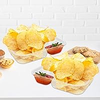 Vista 6 de RHBLME Paquete de 300 bandejas grandes de plástico para nachos de 8 x 6 pulgadas, 2 compartimentos desechables, recipientes de plástico para nachos