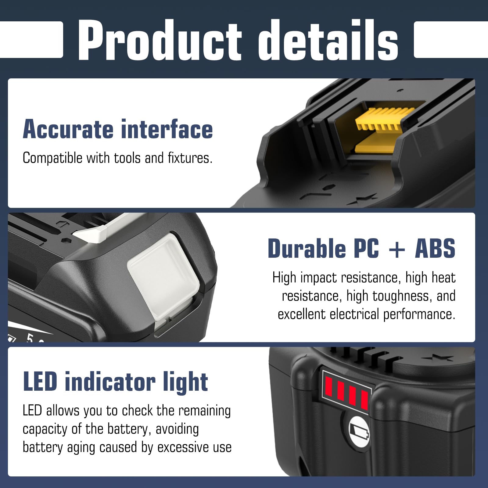 2 pacchi BL1850B 5.0Ah Sostituzione per 18V Batteria BL1860 BL1850B BL1840 BL1830 BL1815 BL1845 LXT400 Utensili Elettrici a Batteria con Indicatore LED