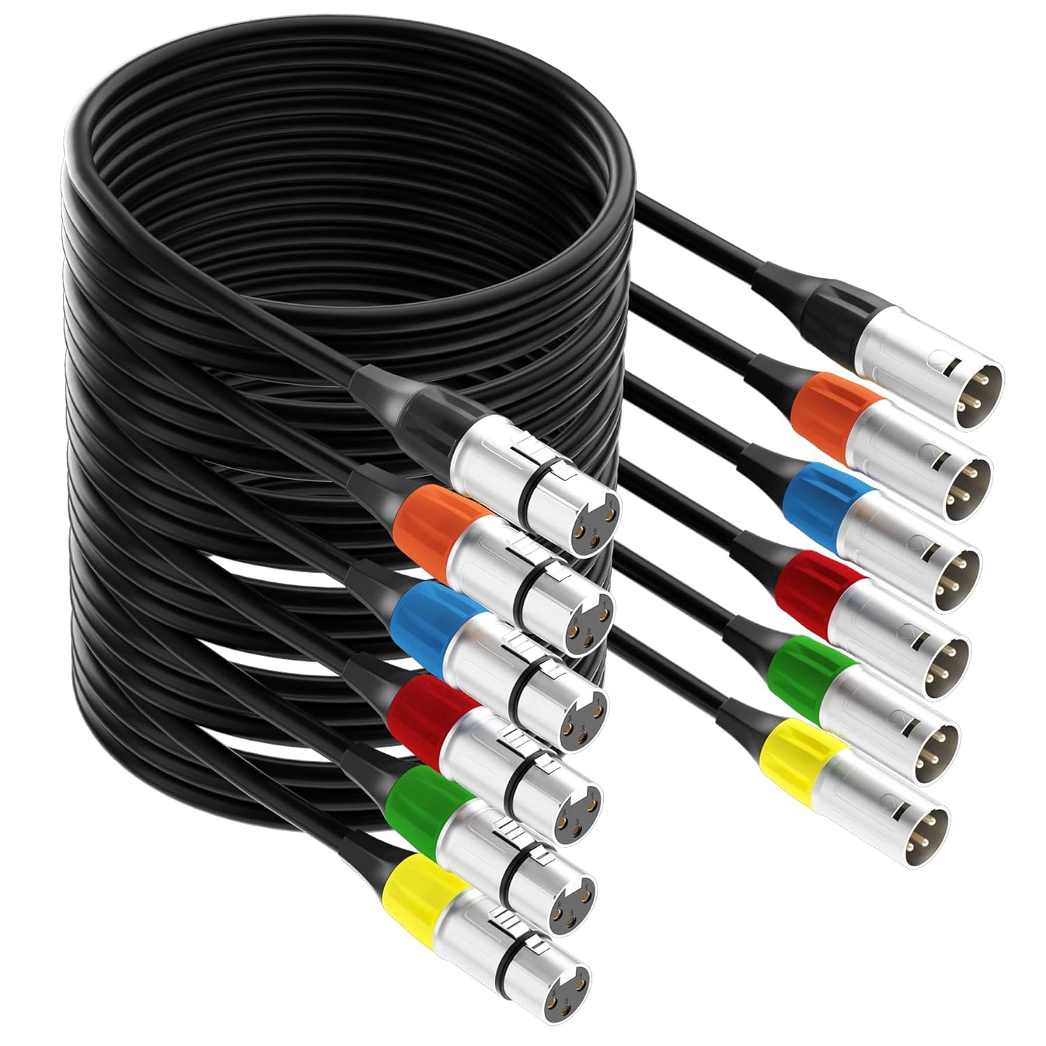 Tisino XLR to XLR Microphone Cable, 6-Pack Multi-Colored XLR Male to Female Mic Cable with 3-Pin XLR Connector Balanced XLR Cable for Recording Studio, Podcast, Mic Mixer, Amplifier – 1m/3.3ft Tisino XLR to XLR Microphone Cable, 6-Pack Multi-Colored XLR Male to Female Mic Cable with 3-Pin XLR Connector Balanced XLR Cable for Recording Studio, Podcast, Mic Mixer, Amplifier – 1m/3.3ft
