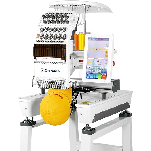Smartstitch S-1201 Plus Embroidery Machine with 12 Needles, 1200SPM Max Speed, 10" Touch Screen, 12"x16" Embroidery Area, Wifi, New Gen of Commercial Embroidery Machine for Flat, Hat, T-shirt and more