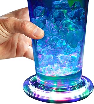 Light Up Novelty Coaster Flashing Display Base Infinity Tunnel LED Multicolor Drink Coaster for Bar or Jemstone