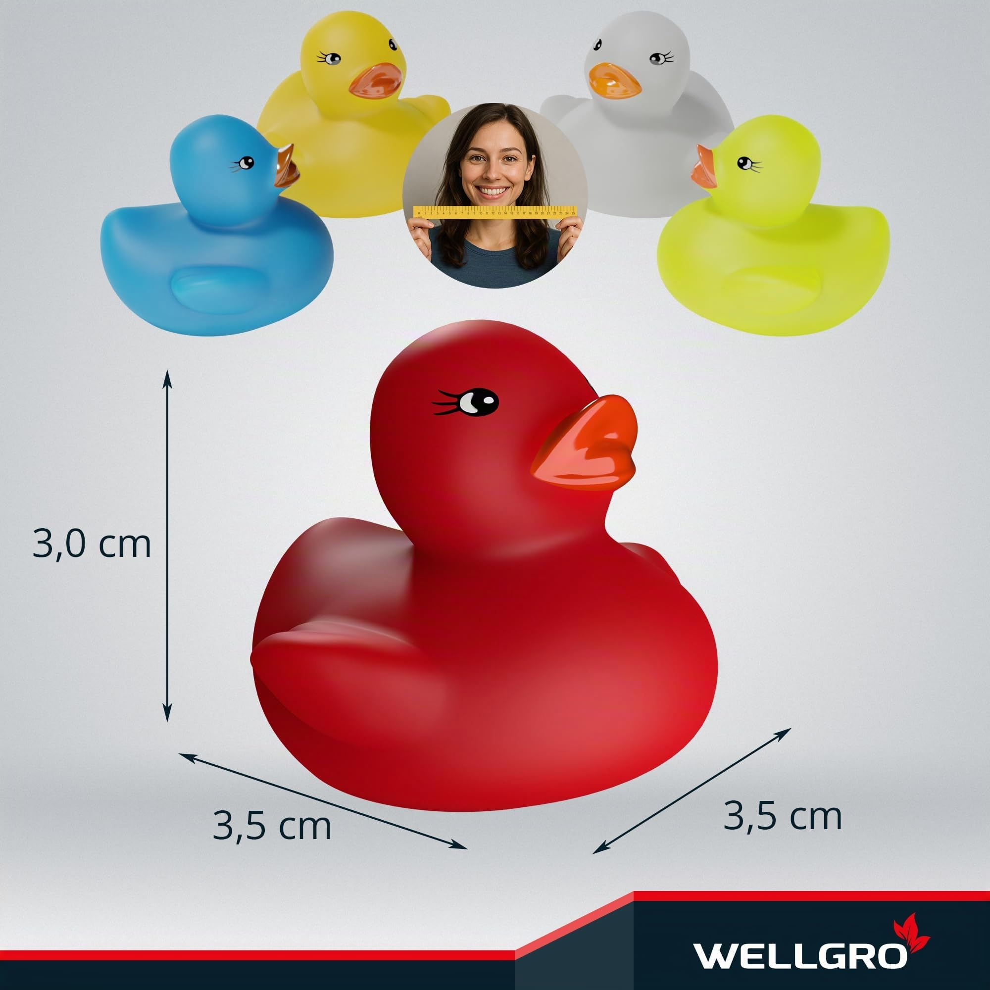 12er WELLGRO Badeenten Set – Gummienten Rubber Ducks für Kinder & Babys – Badewannenspielzeug Baby, Wasser Spielzeug Kinder, Mini Badeenten Set, Geschenk, Party Mitgebsel & Deko – BPA-frei Spielzeug