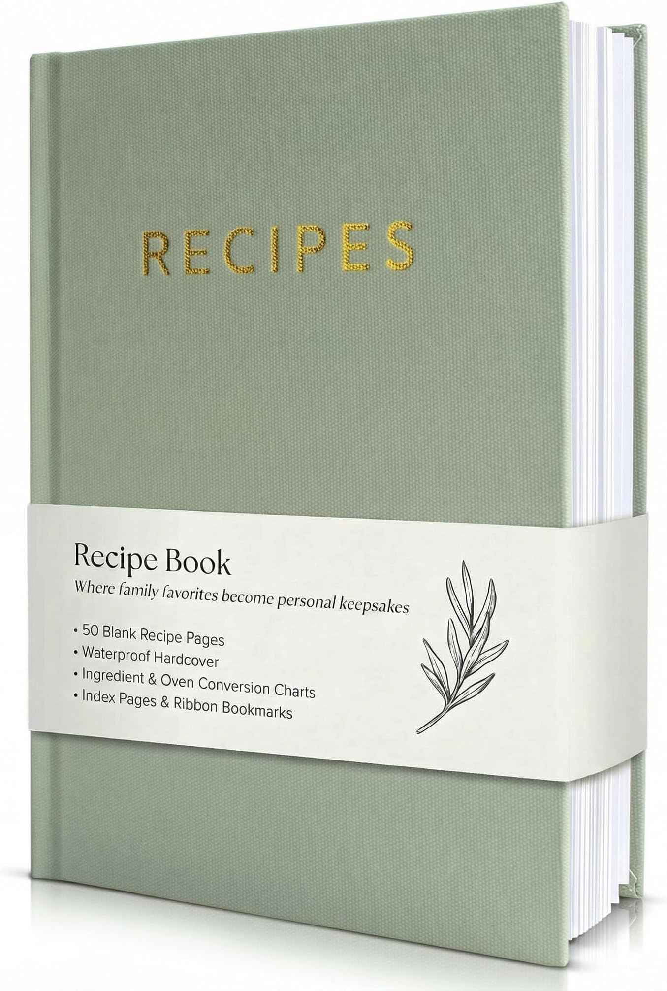 ZICOTO Aesthetic Blank Recipe Book with Waterproof Cover - The Perfect Recipe Notebook to Write in Your Own Recipes - Simplified Blank Cookbook to Organize Your Recipes
