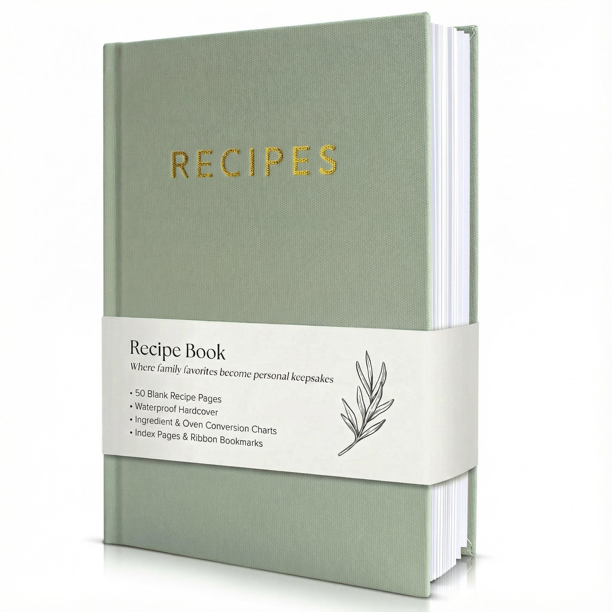 ZICOTO Aesthetic Blank Recipe Book with Waterproof Cover - The Perfect Recipe Notebook To Write In Your Own Recipes - Beautiful Blank Cookbook to Organize Your Recipes