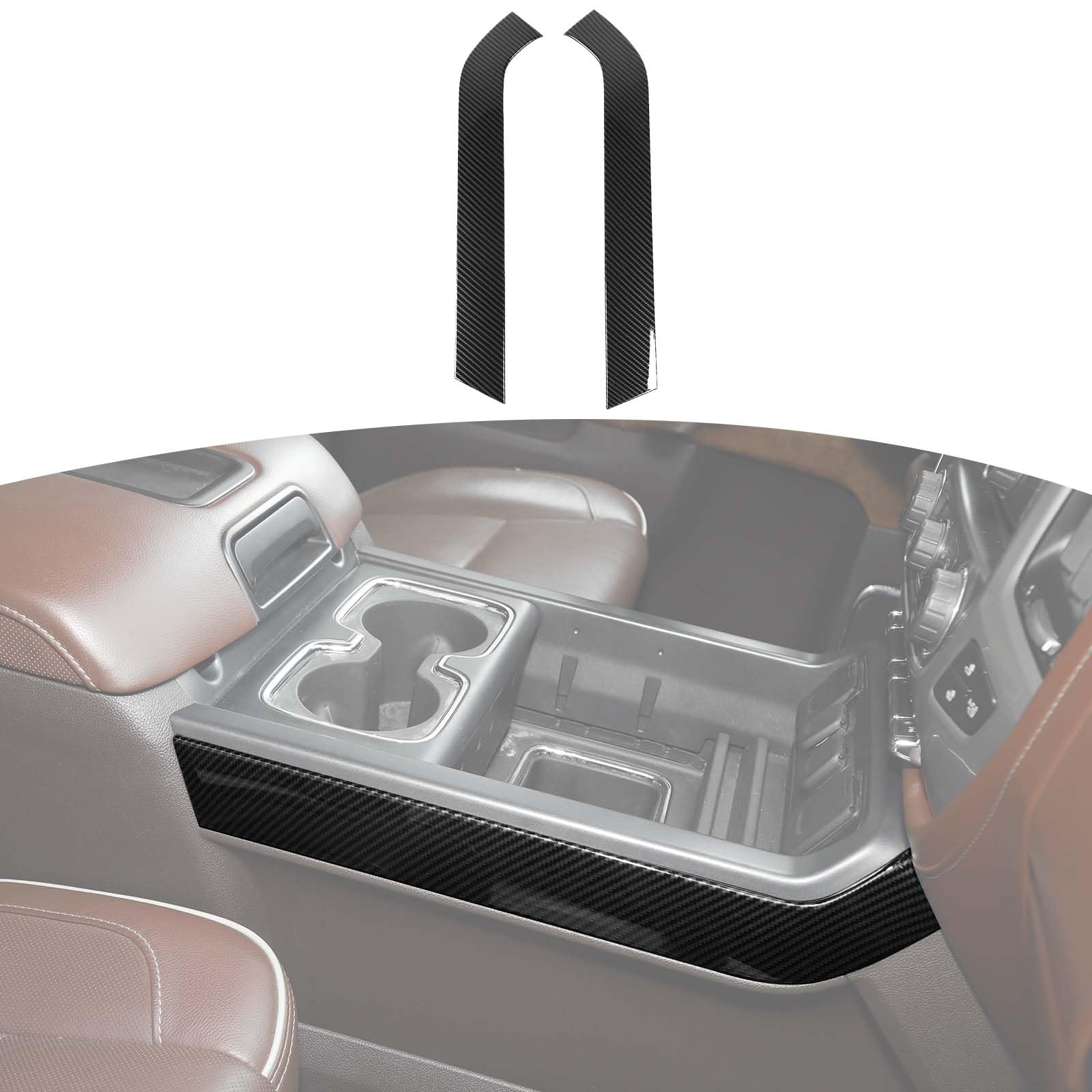 RT TCZ - Embellecedor de panel lateral para palanca de cambios de consola central de fibra de carbono para Silverado, Chevy Silverado GMC Sierra 2014-2018, accesorios interiores de fibra de carbono negra, 2 piezas