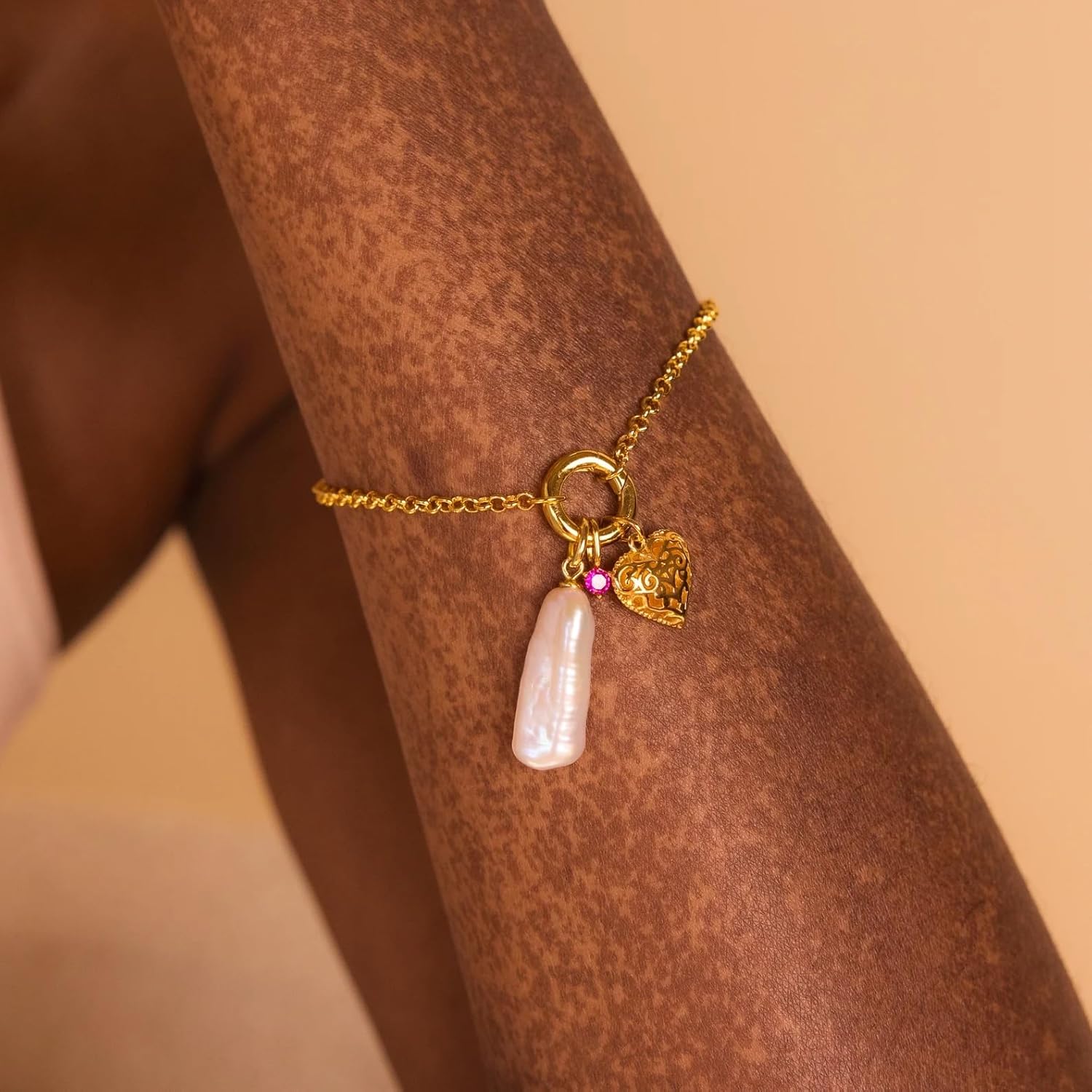 CAITLYNMINIMALIST 18K Gold Plated Dainty Birthstone Charm Mini 3mm Gemstone Pendant Gift for Women