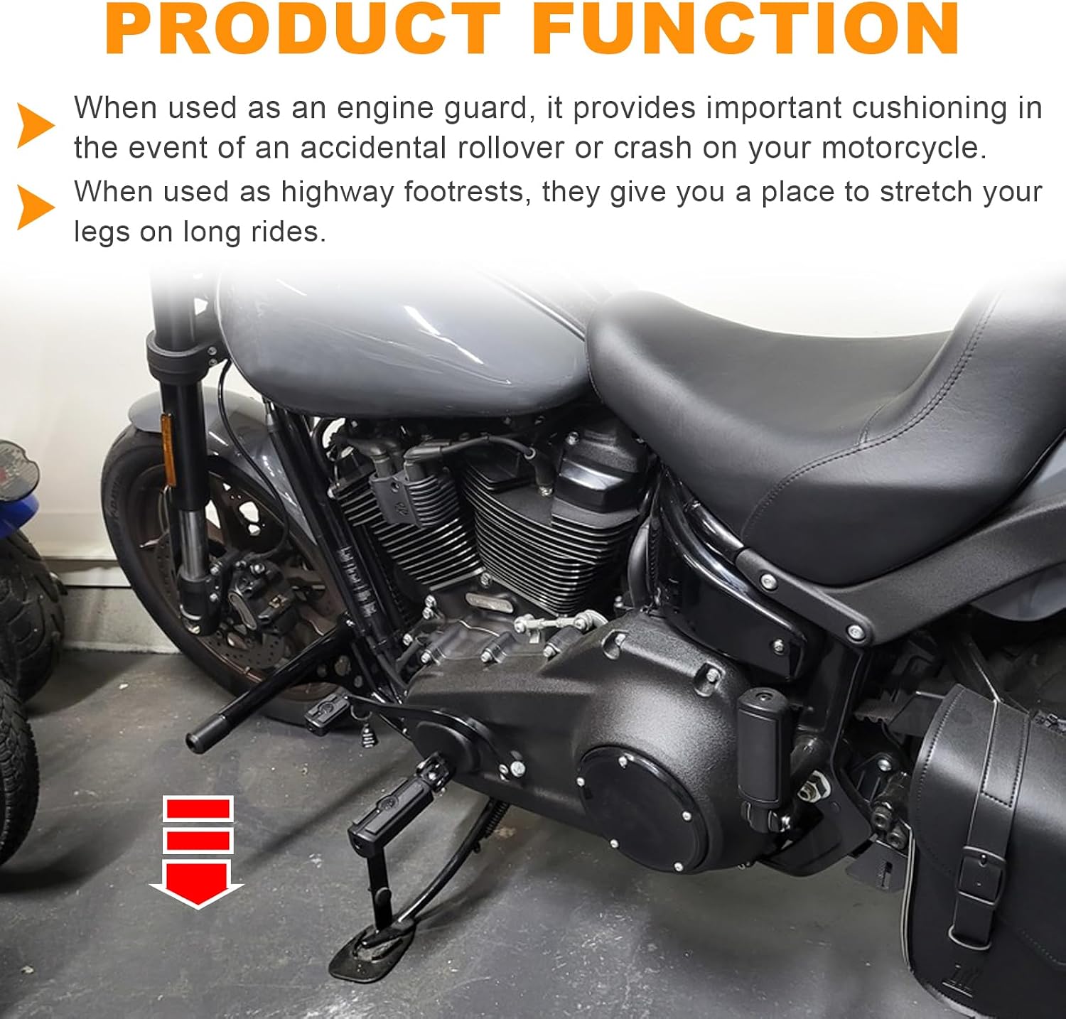 Engine Guard Highway Crash Bars Foot Pegs Replacement for 2018-2025 Harley Softail Street Bob FXBB Low Rider FXLR FXLRS Standard FXST