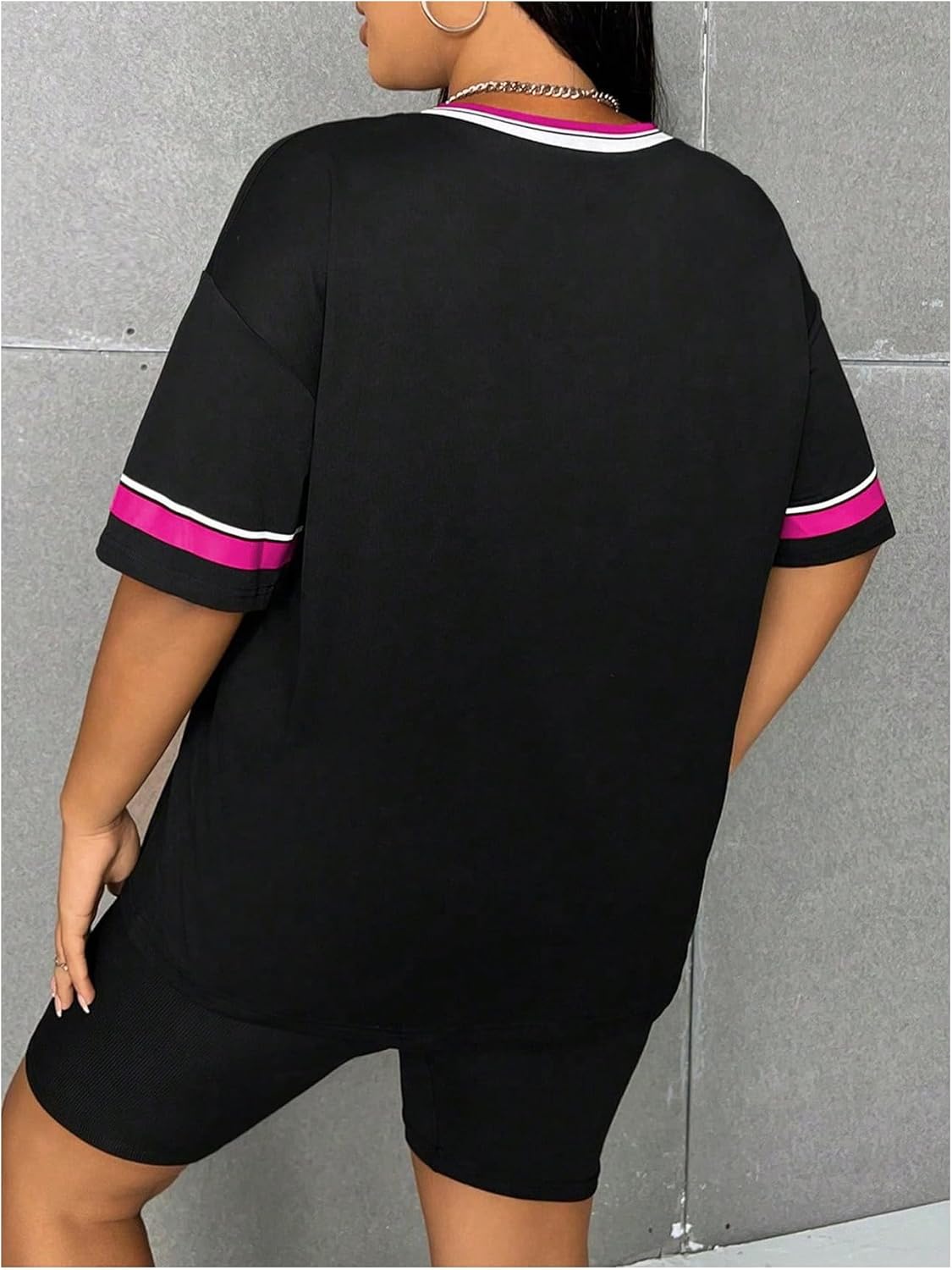 SOLY HUX Women's Plus Size Jersey Shirts Letter Number Graphic Tees V Neck Short Sleeve Loose Y2k Tops - Image 2