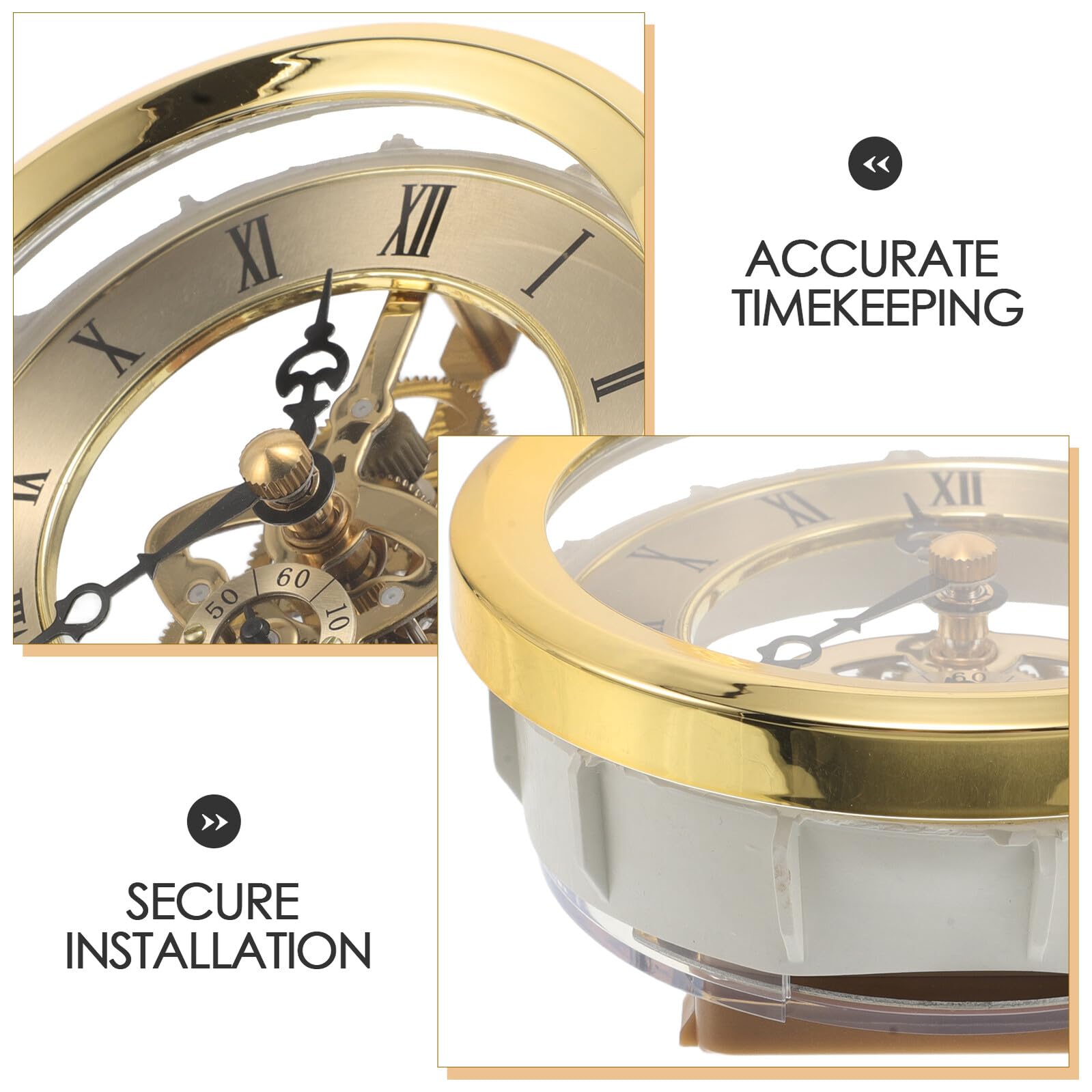 Uhrwerk Transparent mit Metallzahnrädern 103mm Durchmesser Quarz Ersatzteil für Wanduhr Selbstgemacht Uhrwerk mit Stabilem Einbau für Uhrenreparatur
