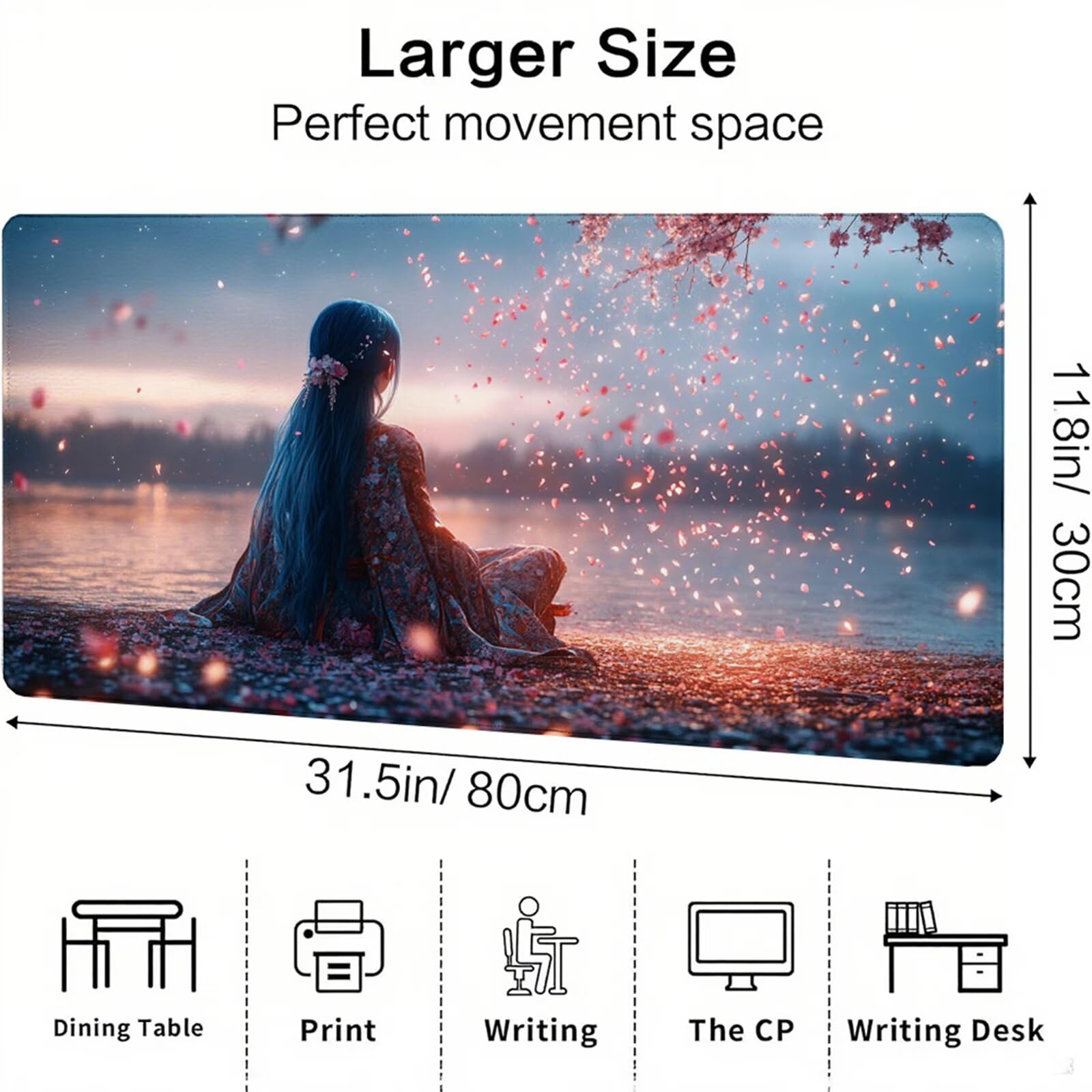 Różowa podkładka pod mysz XXL 1200 x 600 x 3 mm krajobraz pod ręką akcesoria biurowe antypoślizgowa gumowa podstawa i zszyte krawędzie podkładka pod mysz dla graczy do dekoracji biura dekoracyjnego