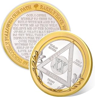 Victory Path 20 Year Sobriety Coin, Affirmation AA Chips, Addiction Recovery Twenty Years Sober Medallions, Celebrating Anniversary Token, Alcoholics Anonymous Sobriety Gifts for Men Women