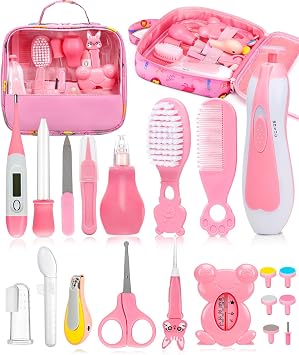 Baby Healthcare and Grooming Kit, Electric Safety Nail Trimmer Baby Nursery Kit, Newborn Care Kit with Hair Brush Comb for Newborn Infant Toddlers Baby Boys Girls Kids, Baby Shower Gifts