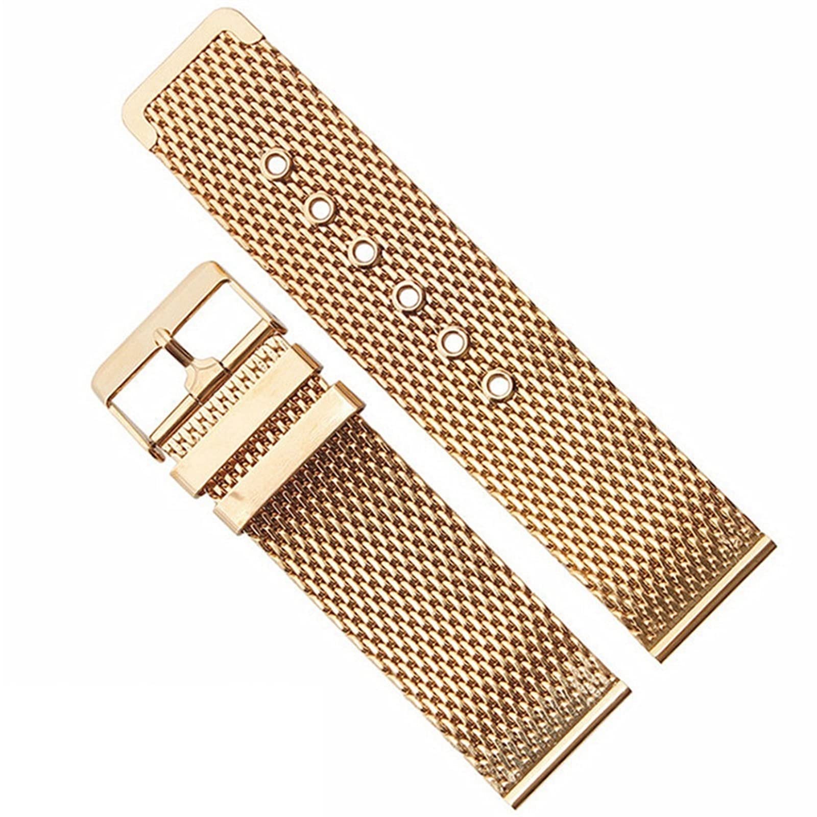 HABITZ 18mm 20mm 22mm 24mm opaska na nadgarstek ze stali nierdzewnej pasek uniwersalny mężczyźni kobiety Mesh Milanese Watchband Link akcesoria do bransoletki złoty (Color : Rose gold, Size : 24mm)