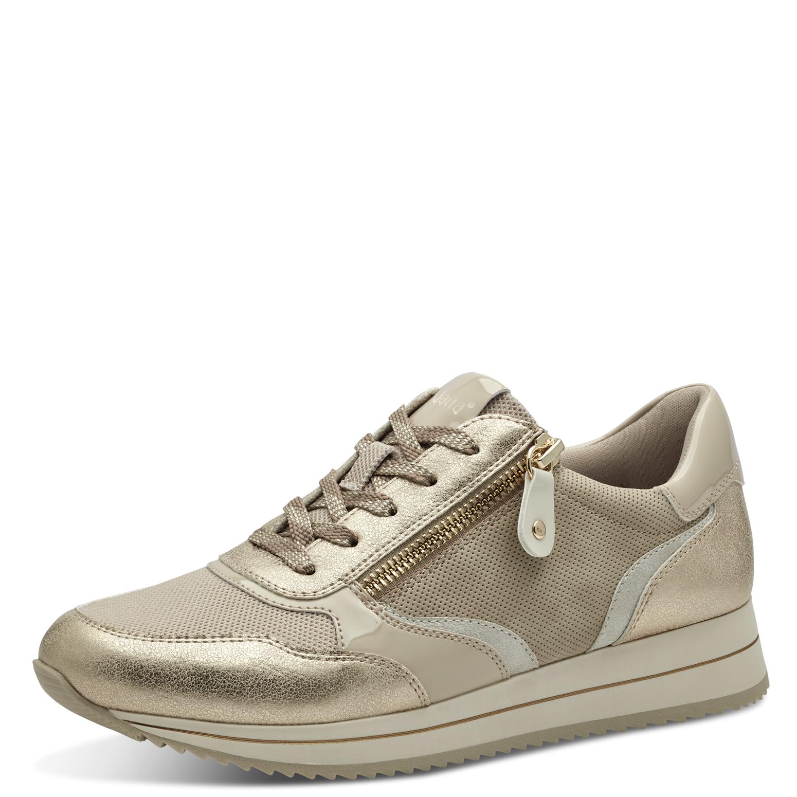 Jana Women’s Flat Sneakers with Zip Vegan, Beige/Gold, 7,5 UK