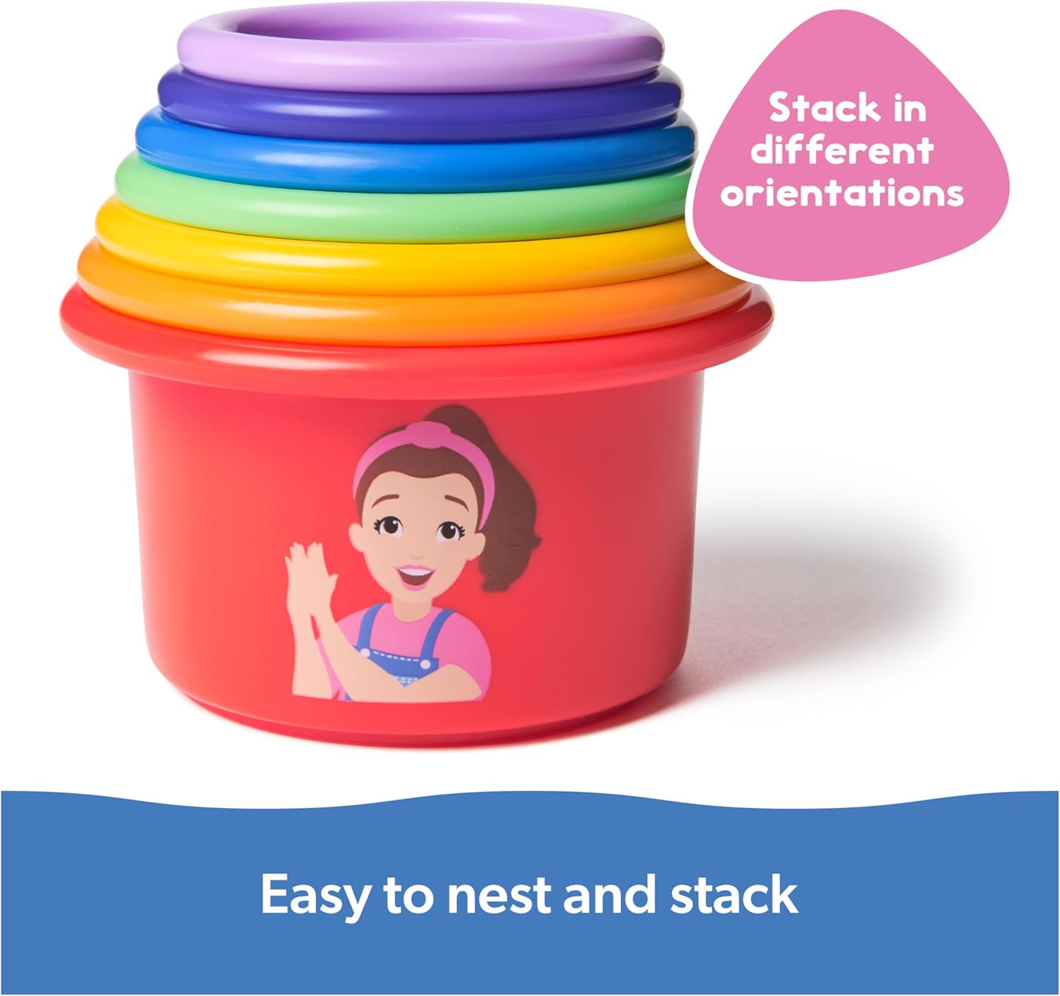Ms. Rachel Official Rainbow Stacking Cups 7-Pack, Educational Toys & Toddler Toys for Girls & Boys Ages 6 Months to 2+ Years