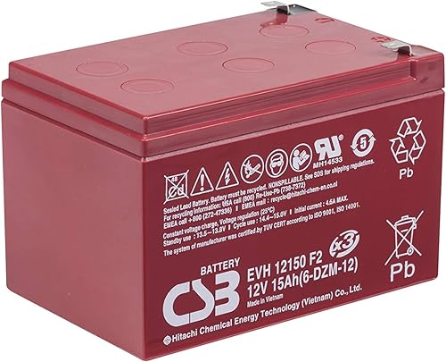 CSB EVH12150 F2 12Volt15.0 Amp F2-Faston Tab 250 Terminal de plomo ácido sellado batería