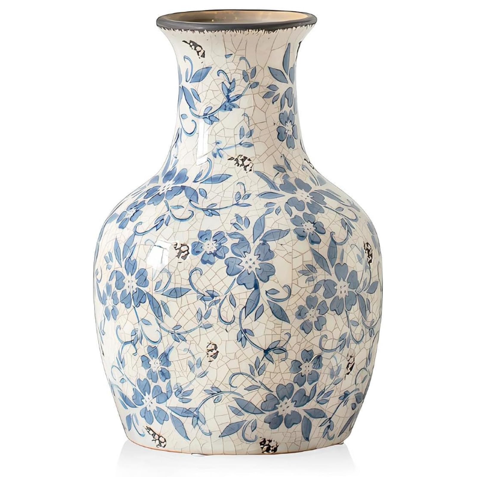 Yedaoiu K Vintage Blue White Porcelain Vase – Chinoiserie Ceramic Ginger Jar For Home Decor