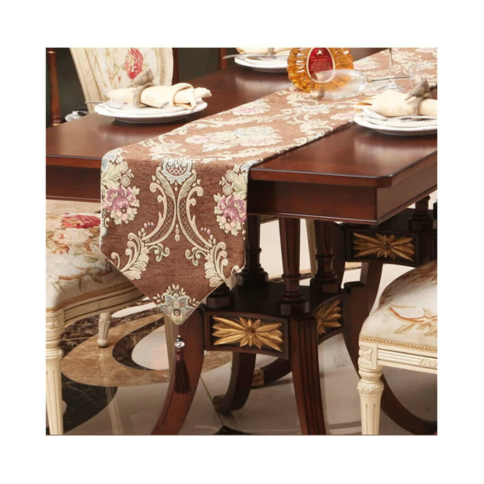 Chemin de table en chenille brodé main pour une décoration de salle à manger chic - 7