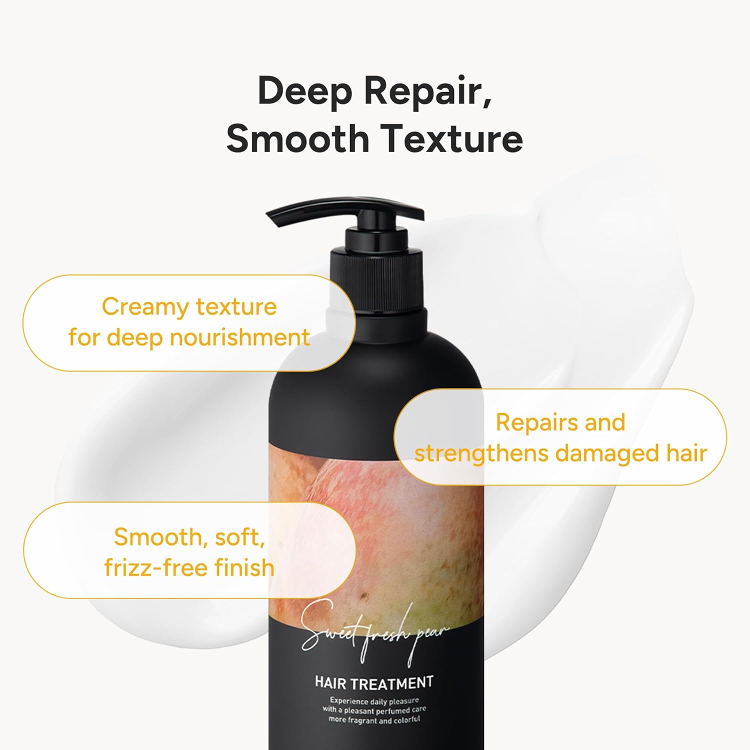 Korean Hair Treatment Conditioner - Protein & Moisture-Rich for Damaged Hair- Keratin, Centella & Shea Butter - Smooth Finish w/ Botanical Oils - Korean Hair Care, Sweet Fresh Pear, 500ml / 16.9 fl oz - Image 4