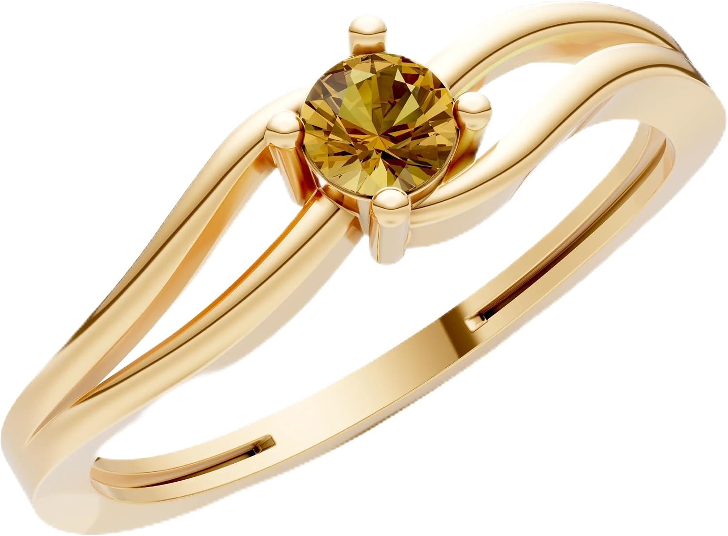 PEORA Round Cut Citrine Stackable Band Available in Solid 10K, 14K or 18K Ring – White, Yellow or Rose Gold