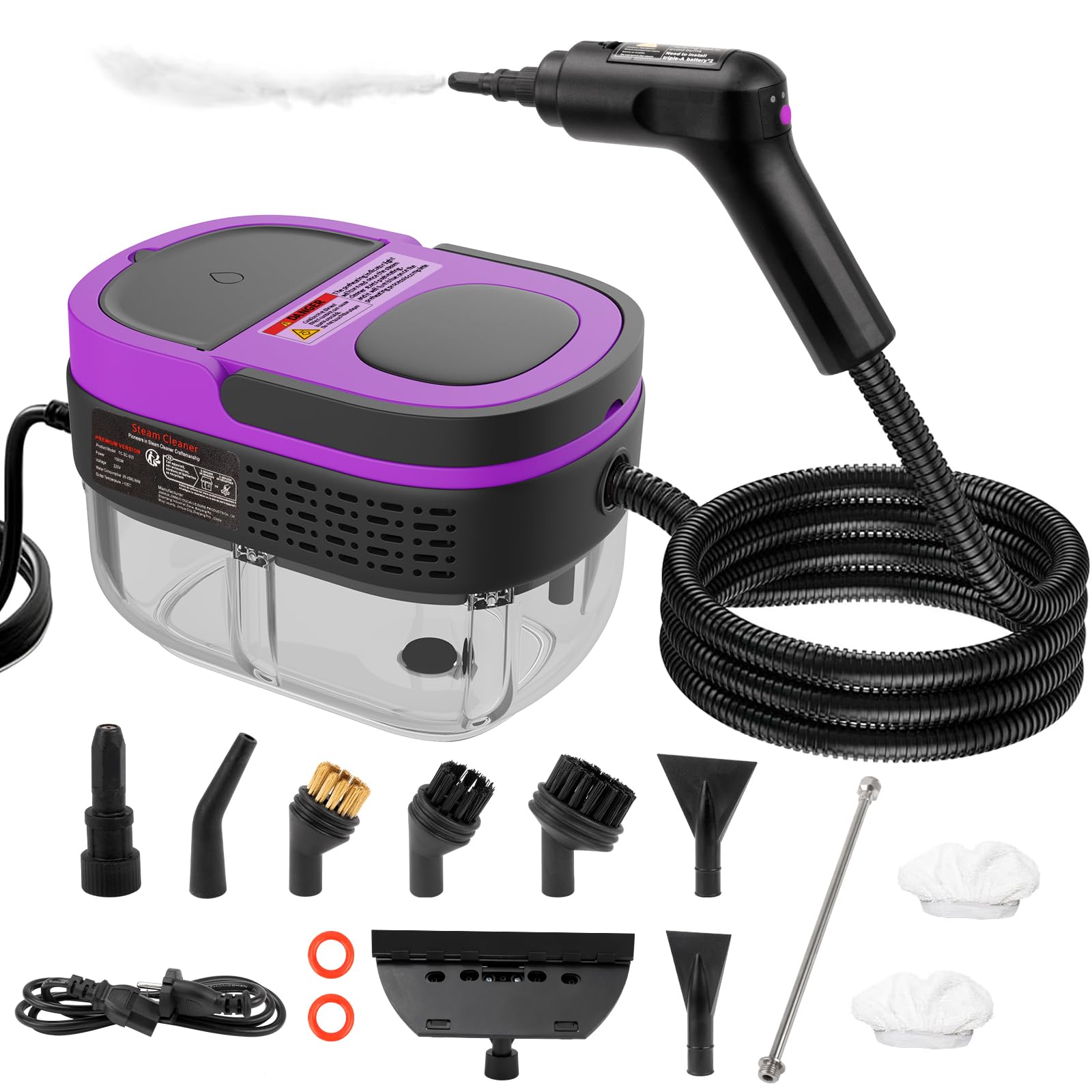 Amazon.com - Steam Cleaner - 3-Level Adjustable Handle 15s Heat-Up