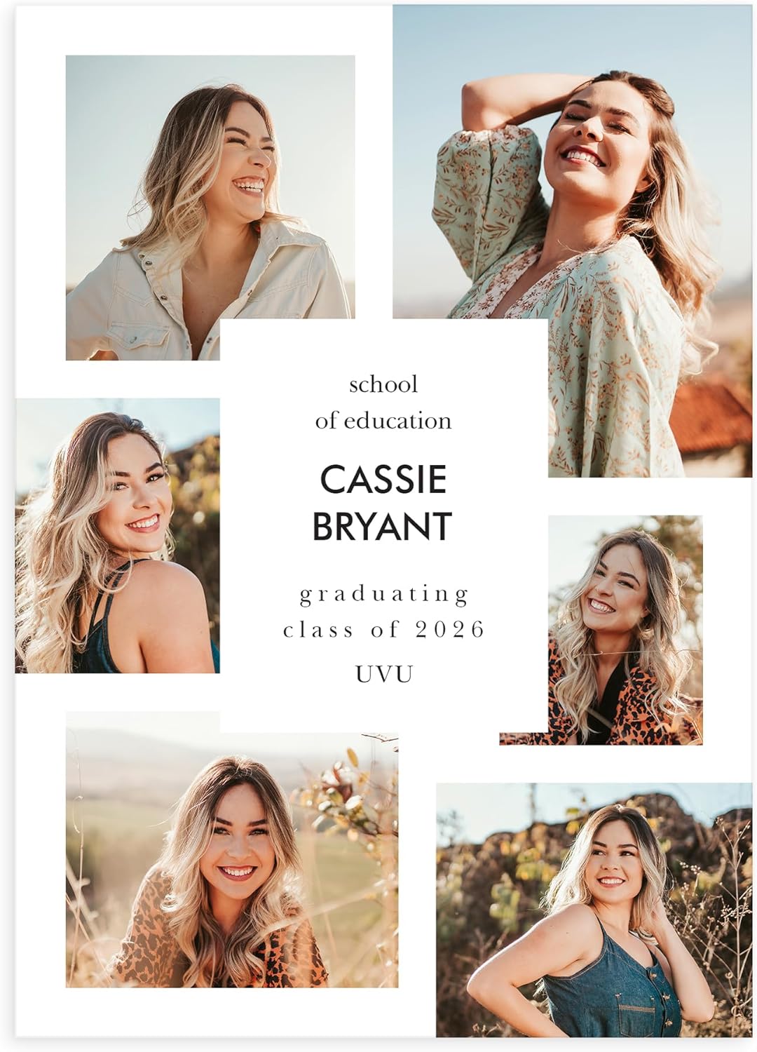Let's Make Memories Personalized Graduation Announcements Class of 2026 or Any Year - Premium Quality Invitations - 5x7 - Custom Photo Cards & White Envelopes - Modernist Collage - 25 Cards