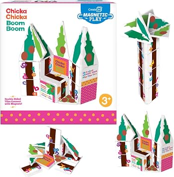 CreateOn Chicka Chicka Boom Boom Set, Magnetic Kids Building Toys, Educational Stem Toys for Ages 3+, 19 Pieces