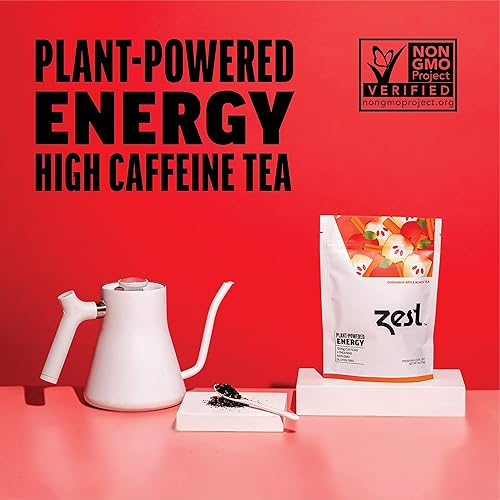 Miniatura 49 de Zest Tea - Té caliente premium de energía, mezcla de alta cafeína natural y saludable sustituto del café negro tradicional, 150 mg de cafeína por