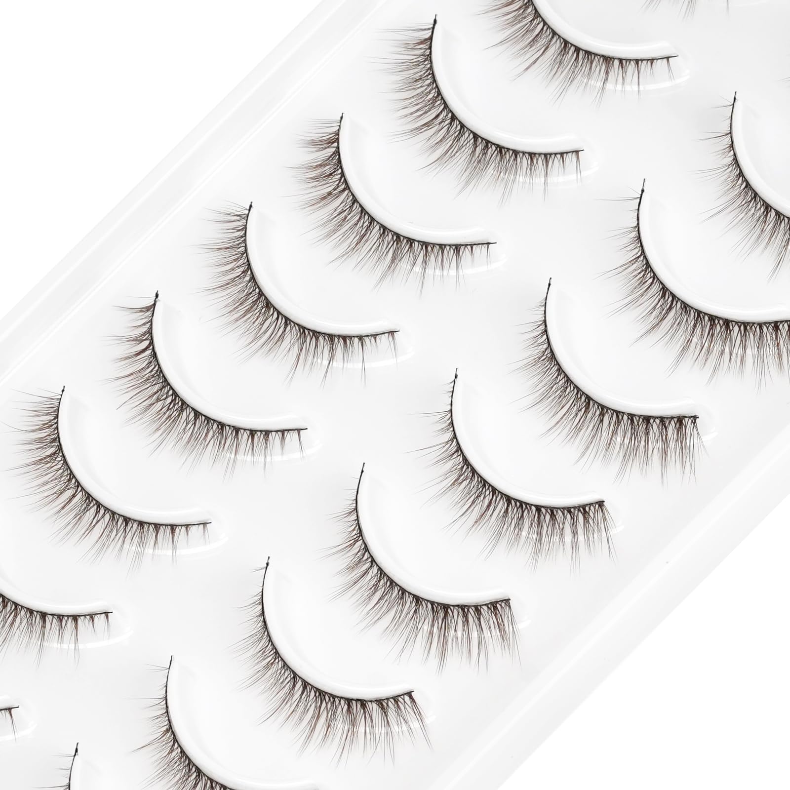 Brown Lashes Natural False Eyelashes Strip Cat Eyelashes Natural Look 10pairs Wispy 100% Handmade Soft and Reusab by Obeyalash (Style-Brown 105) - Image 4