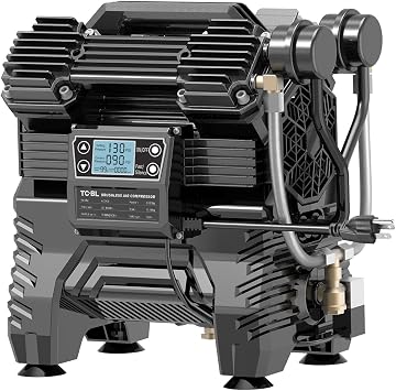 TCBL Heavy Duty Air Compressor 145PSI 3HP Tankless and Oil Free Air Pump with Digital Display, Brushless Motor, 4 Cylinders, Ultra Quiet 75 dBA