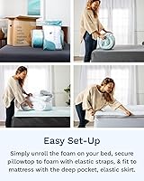 Vista 5 de ViscoSoft Serene Lux - Cubrecolchón de espuma viscoelástica de 3 pulgadas con acolchado adicional (Pillow Top), protector de colchón de doble capa