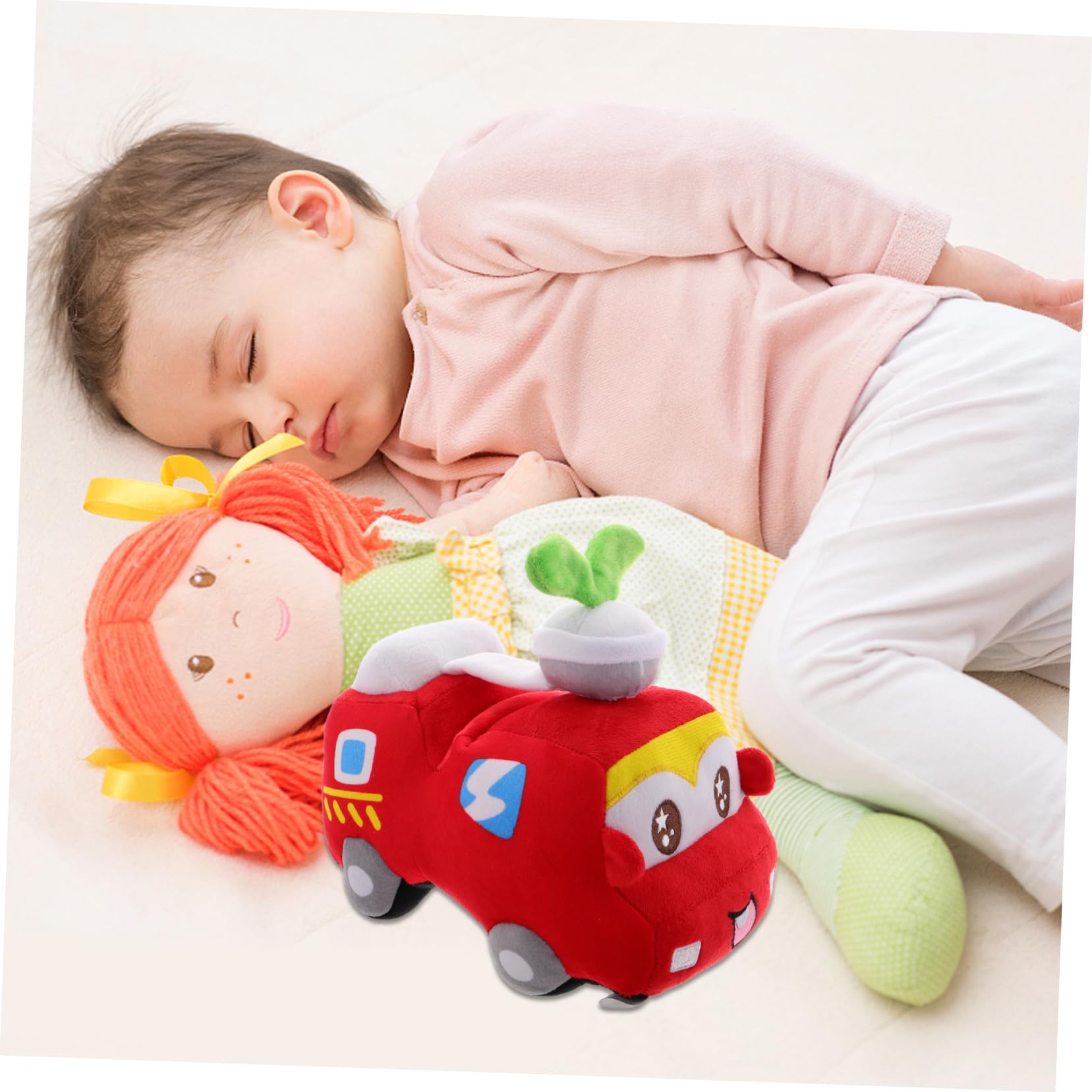 Peluche Camion dei Pompieri Rosso, Morbido, 20cm, per Bambini | Imbottitura in Cotone Pp, Stile Cartone Animato, per Camera da Letto, Regalo per Feste e Compleanni