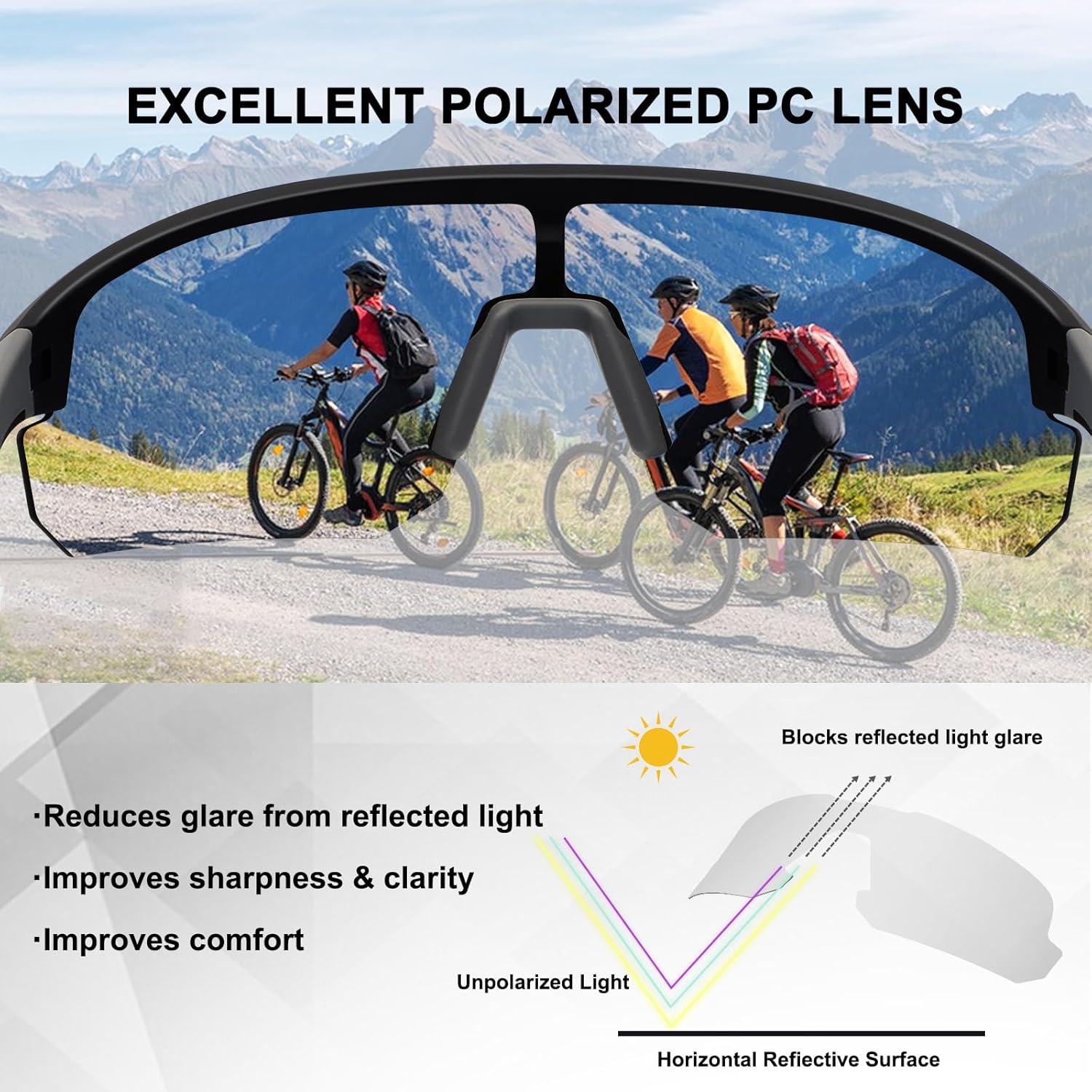 BangLong Lightweight Polarized Sports Sunglasses for Men Women, UV400 Protection Wrap-Around Sunglasses for Running Cycling