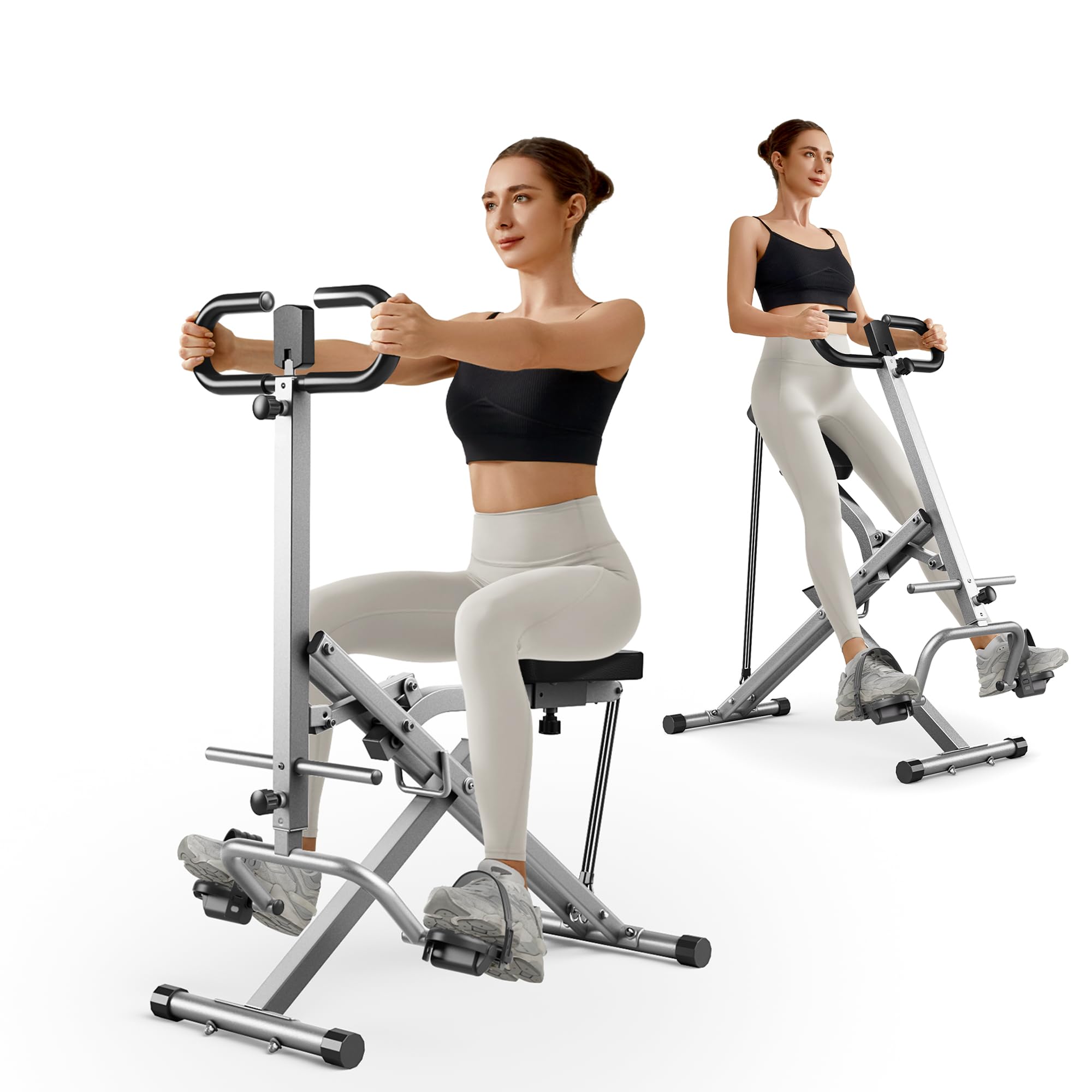 UMAY Squat Machine for Home, Foldable Exercise Equipment, Squat Rowing Machine with 3 High-Strength Resistance Band