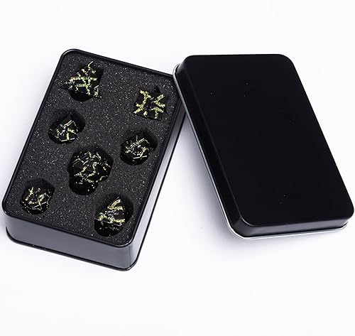 Miniatura 6 de D&D Dungeons and Dragons - Juego de dados de metal DND D20 con caja, dados poliédricos para juegos de rol D12 D10 D% D8 D6 D4 para juegos de mesa