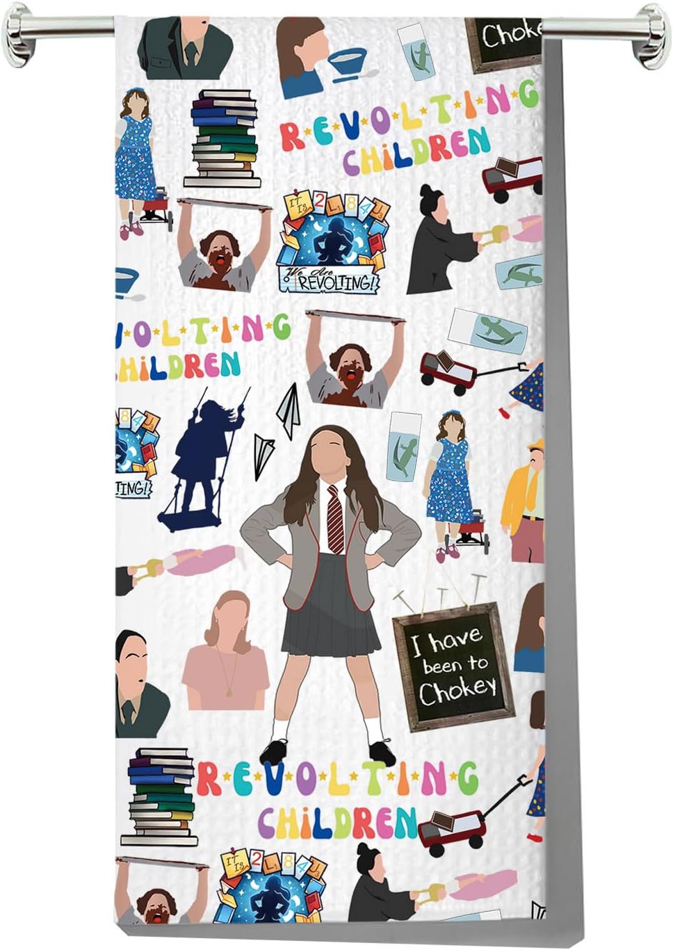 LEVLO Matilda Musical Kitchen Towel Matilda Theatre Lover Gift Broadway Matilda Tea Towel Broadway Matilda Housewarming Gift (Revolting Towel)