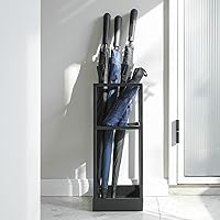 Vista 2 de MyGift Paraguas de entrada independiente de metal geométrico de 20 pulgadas de alto, moderno tono latón, soporte para sombrilla o bastón con estante