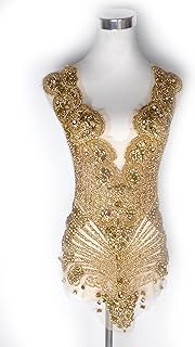 La Belleza Gold Rhinestones Fashion Applique Bodice Patch with Glass Crystal and Beads for Wedding Evening dace Dresses YM2201 0 - Buy now