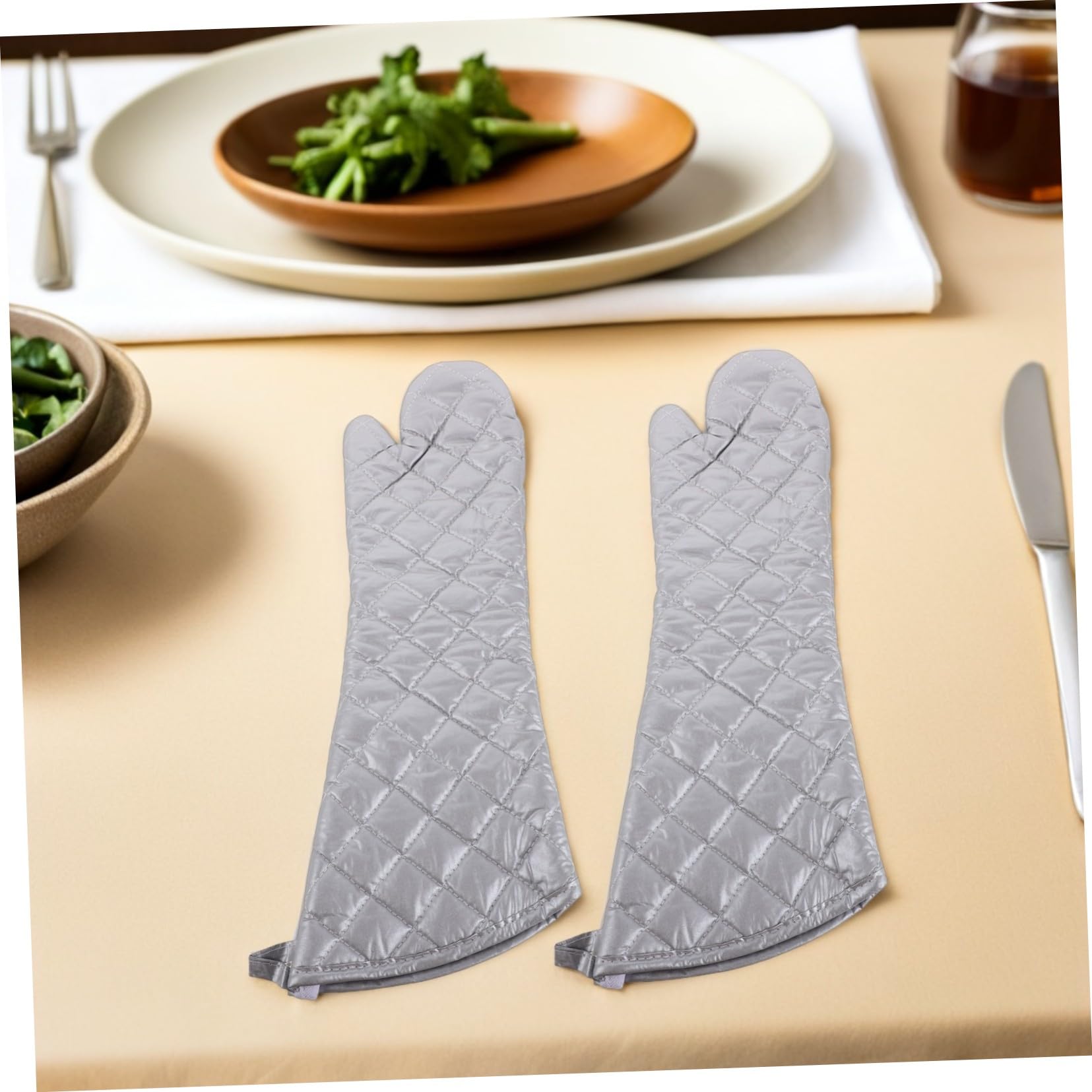 Alipis Guanti da Forno Resistenti al Calore con Rivestimento Argento Antiscivolo e Termici Guanti da Cucina e Microonde per Protezione Mani in Cottura e Forno