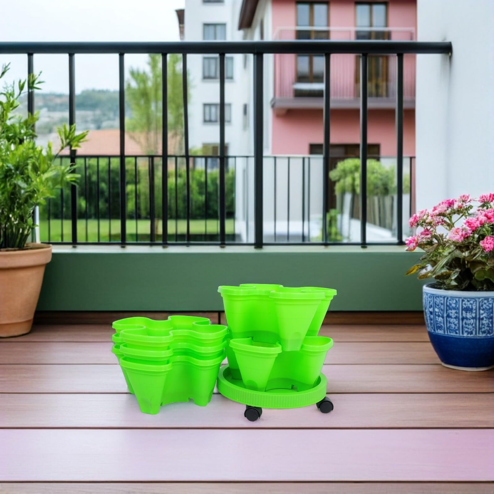 Housoutil Jardinière Verticale à Fraises en ABS Empilable Multi-Couches
