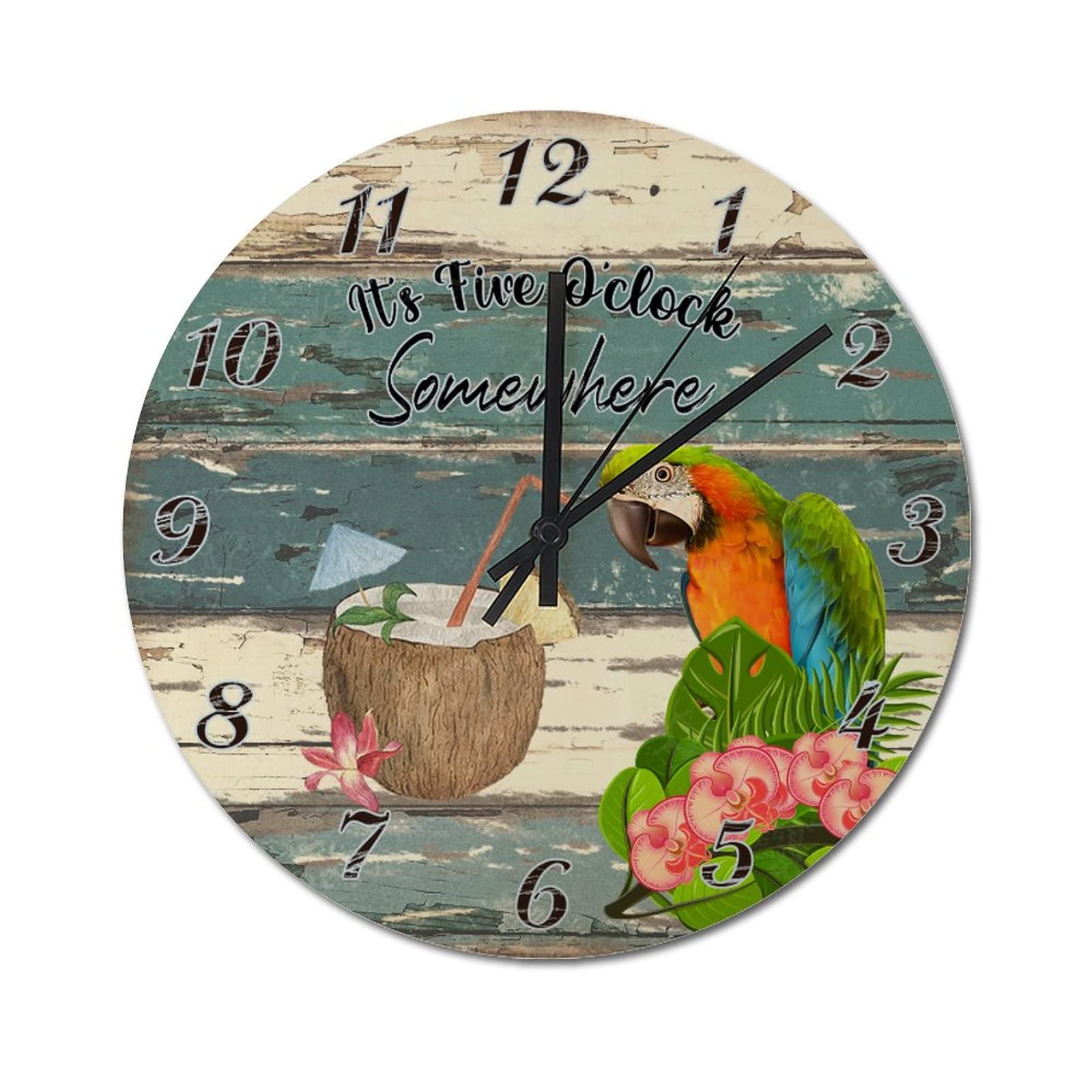 Horloge murale perroquet pour une ambiance de bar et cuisine