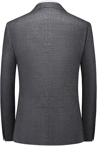 Miniatura 4 de Trajes de 3 piezas para hombre, traje de tweed ajustado a cuadros, trajes ajustados para hombres, traje de un botón, conjunto de esmoquin