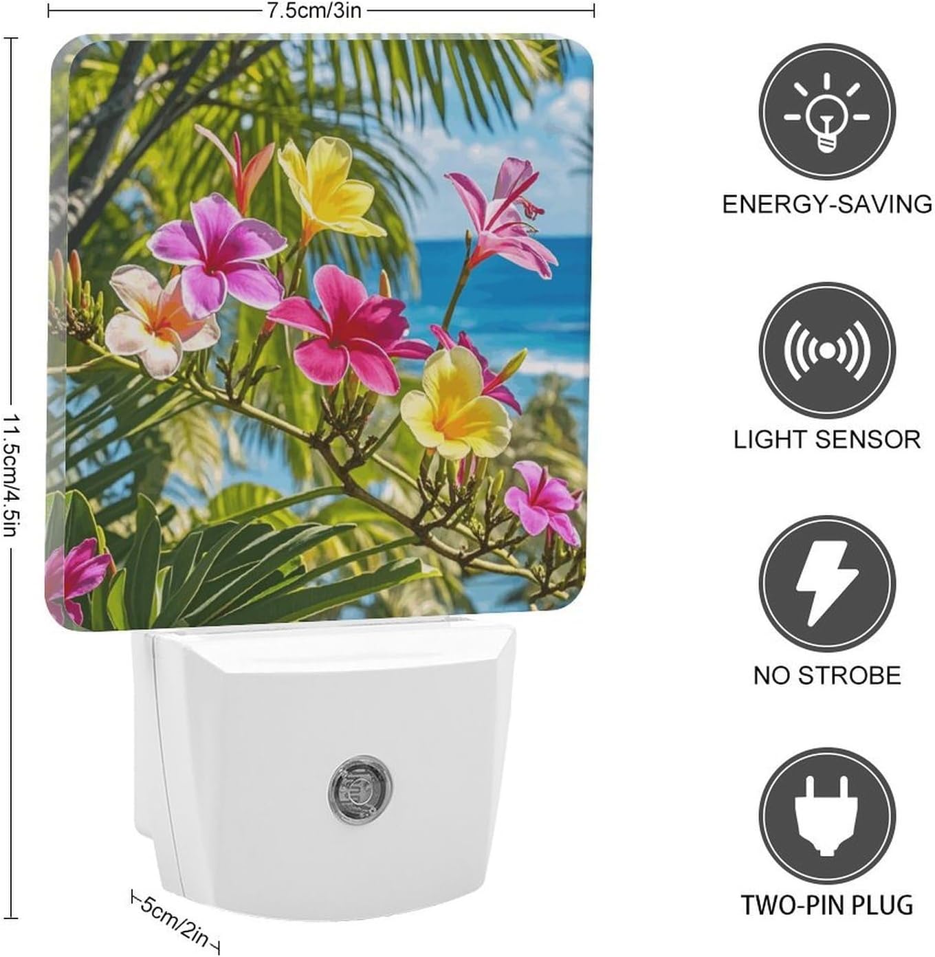 Hawaii Flower Night Light with Dusk to Dawn Sensor 11.5x7.5x5cm image 2