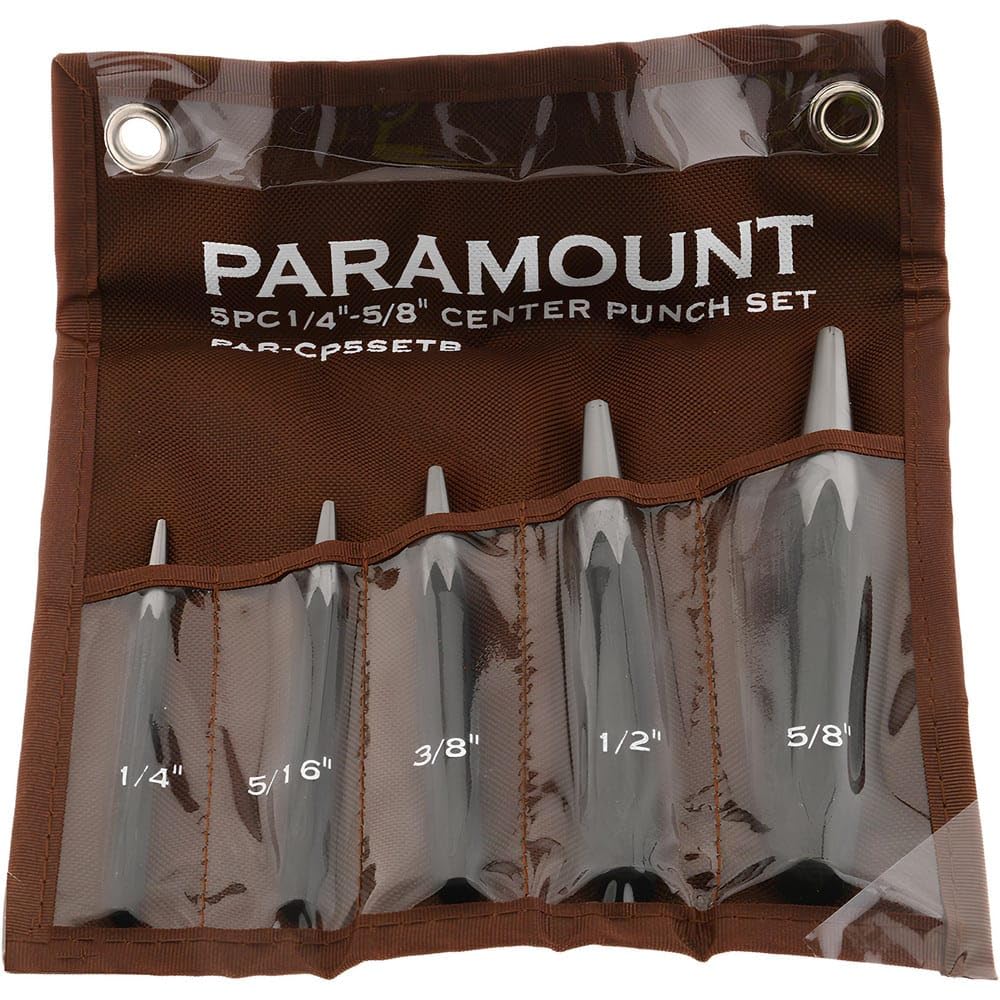 Paramount 5 Piece Chrome Vanadium Steel Center Punch Set: 3/32" to 1/4"