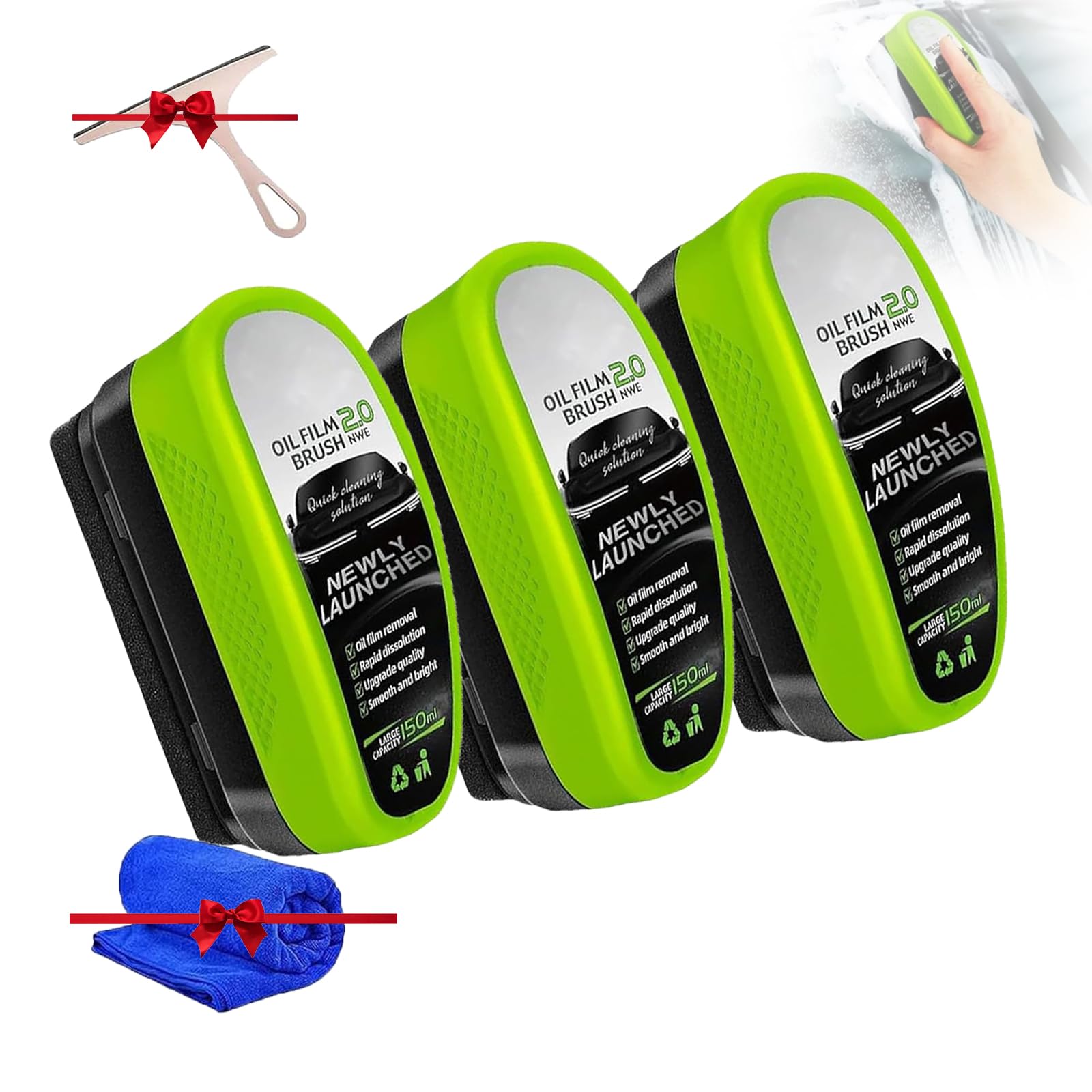 Jetdryshop Glass Cleaner,Jetdry Shop Car Window Cleaning Brush,Jet Dry Shop Glass Cleaning Wipe Board,Glass Cleaning Board for Windshield,Oil Film Cleaning Brush for Car Windows (3pcs)