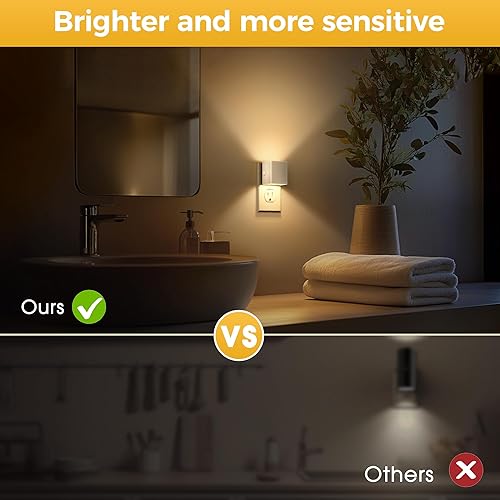 Miniatura 5 de L LOHAS LED Luz nocturna, paquete de 2 luces nocturnas enchufables a la pared, sensor de atardecer a amanecer, brillo ajustable de 0-100 lúmenes,