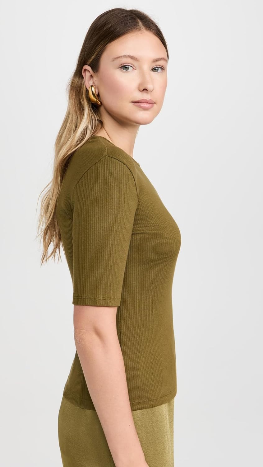 Vince Women's Rib Elbow Sleeve Crew Tee - Image 4